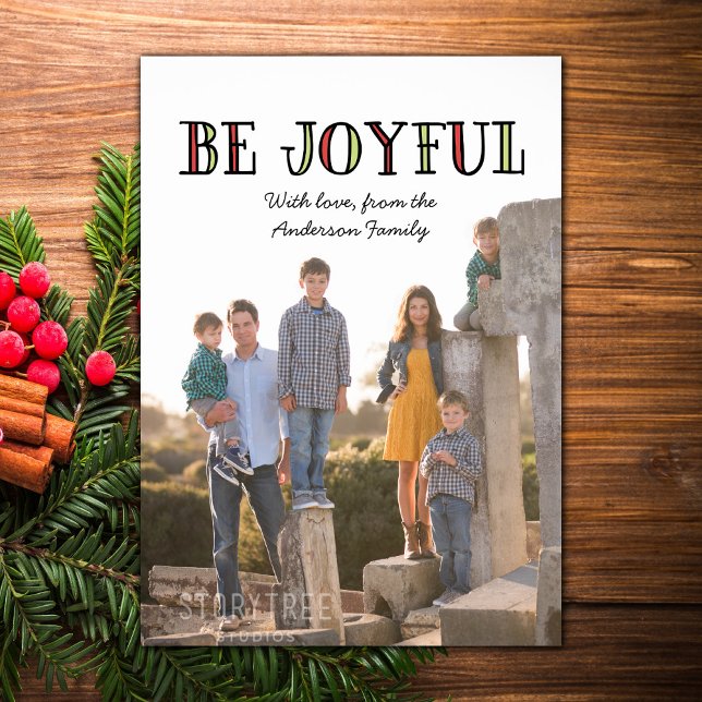 Coloré Be Joyful Holiday Photo Carte Plat (Colorful Be Joyful Holiday Photo Card)