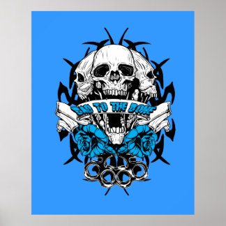 Coloré Biker Skull Wall Poster murale