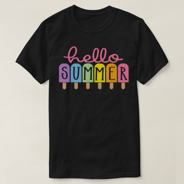 Coloré Bonjour Popsicle été Graphic TShirt (Design devant)
