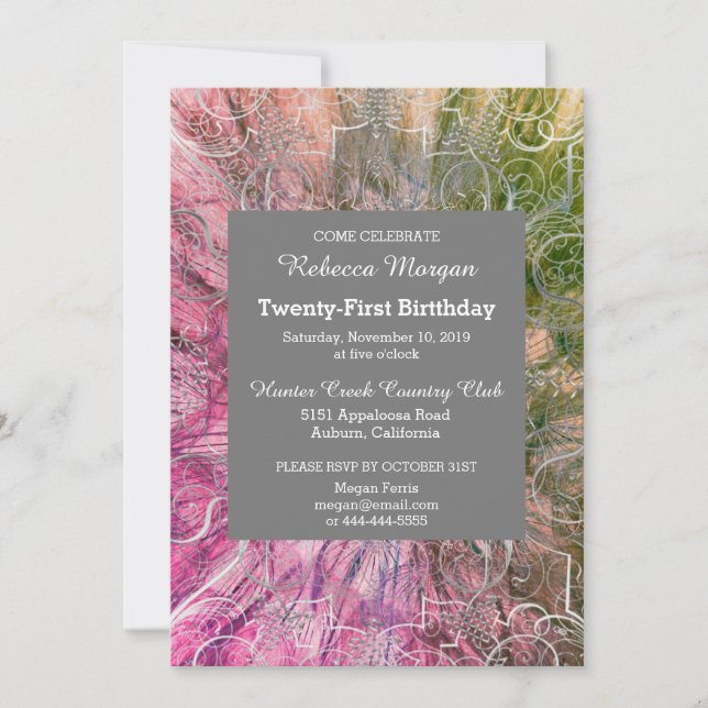 Coloré Chic Glitzy Invitation Anniversaire (Devant)