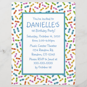 Coloré crayons thème anniversaire invitations à la