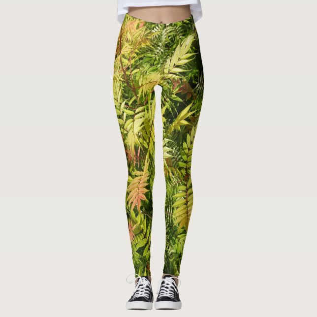 Coloré Feuille fin Motif Legging (Devant)