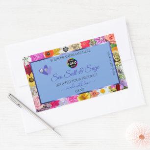 Coloré Floral Bleu clair Produit Étiquettes Ajoute
