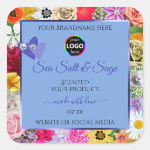 Coloré Floral Bleu clair Produit Étiquettes Ajoute