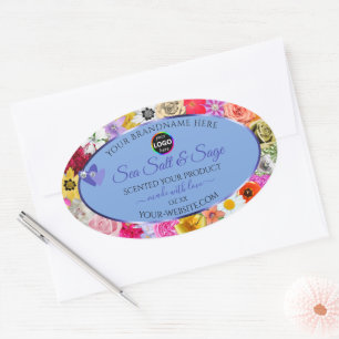 Coloré Floral Bleu clair Produit Étiquettes Ajoute