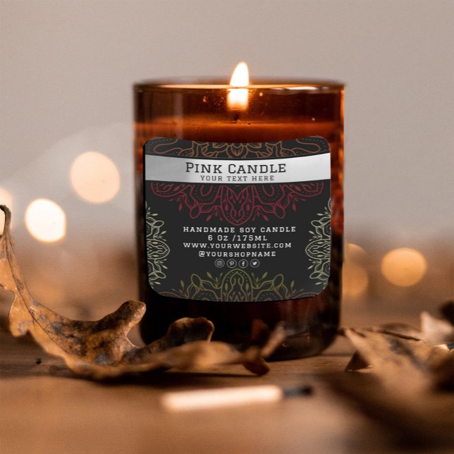 Coloré Floral Mandala Ornament Étiquette (#zazzlemade 3CANDLELABEL #MANDALA #ARABIC #mandalayogainstructor #elegantfloralbeautysalon)