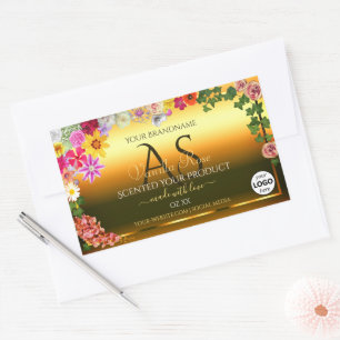 Coloré Floral Orange Produit Étiquette Initiales L