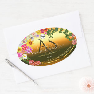 Coloré Floral Orange Produit Étiquette Initiales L