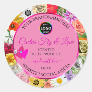 Coloré Floral Pink Produit Forfait Étiquette Logo