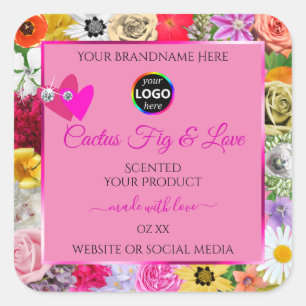 Coloré Floral Pink Produit Forfait Étiquette Logo