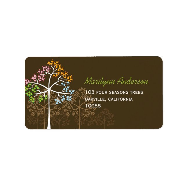 Coloré Four Seasons Arbres Mariages Étiquettes de  (Devant)