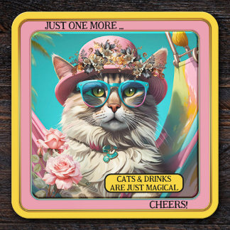 Coloré Funny Magique Dessous de verre de chat