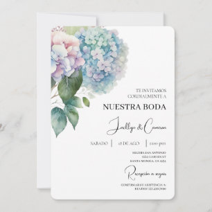 Coloré Hydrangea Faire-part de mariage espagnol