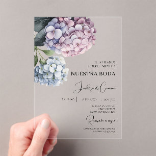 Coloré Hydrangea Faire-part de mariage espagnol