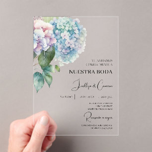 Coloré Hydrangea Faire-part de mariage espagnol