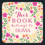 Coloré Joli Floral Ce Livre Appartient À Stickers<br><div class="desc">Customisez cette Personnalité Jolie Ce Livre Appartient aux Stickers avec un Motif Feuille original rose vif, orange et jaune coloré Floral été et vert. Un design d'été mignon. Vous ajoutez votre nom, le texte "livre" peut être changé et remplacé par un autre produit sur lequel vous souhaitez coller cette étiquette...</div>