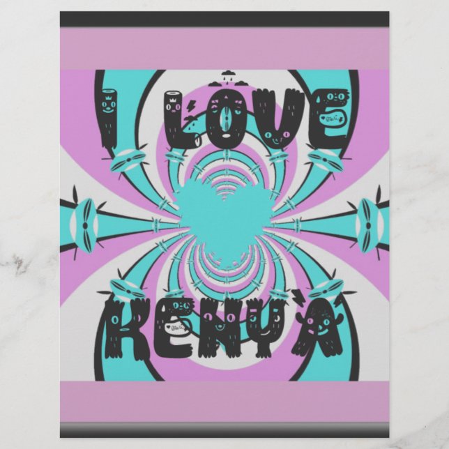 Coloré Kenya Love : Purple Cyan White Funny (Devant)
