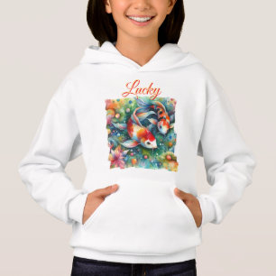 Coloré Koi Poisson Whimsical Aquarelle Orange Turq