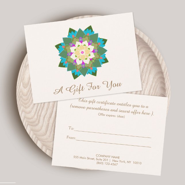 Coloré Lotus Floral Mandala certificat cadeau (Créateur téléchargé)