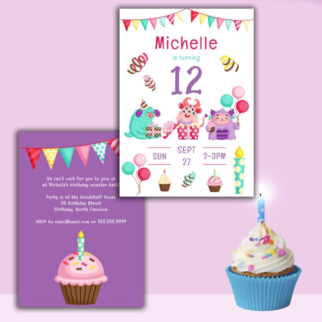 Coloré mignon Monster Anniversaire Invitation (Créateur téléchargé)