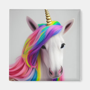 Coloré mignon Unicorn Girl Rainbow Hair Aimant