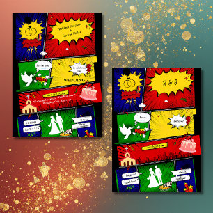 coloré moderne amusant rétro comic histoire mariag