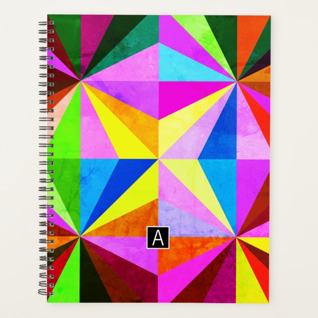 Coloré Moderne Multi-Coloré Géométrique | Monogram (Devant)
