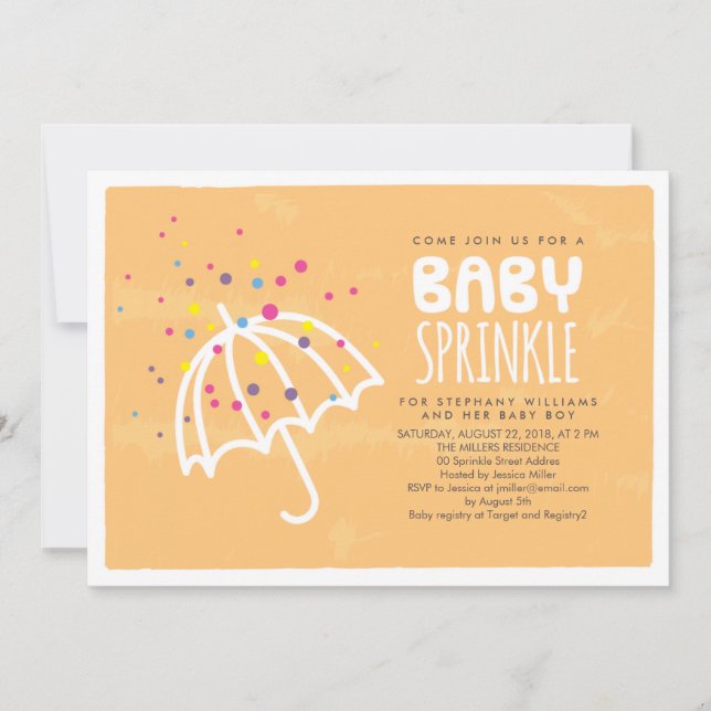 Coloré Moderne Orange Baby Sprinkle Invitation (Devant)