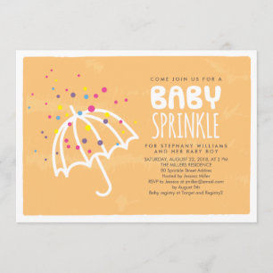 Coloré Moderne Orange Baby Sprinkle Invitation