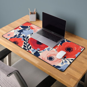 Coloré moderne Rouge Blanc Bleu Aquarelle Floral