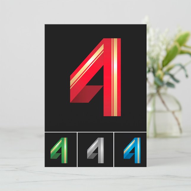 Coloré Numéro Quatre Invitations (Créateur téléchargé)