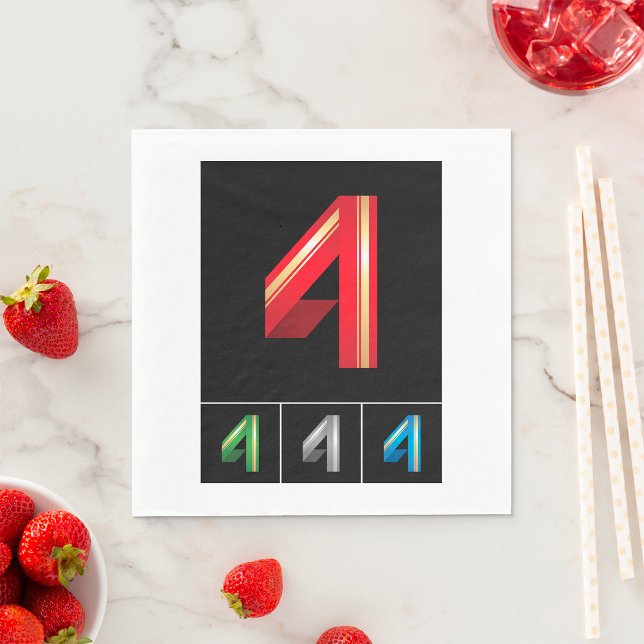 Coloré Numéro Quatre serviettes en papier (Créateur téléchargé)