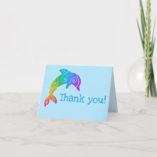 Coloré Ombre Dolphins Merci Cartes