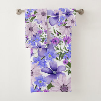 Coloré Pastel Cute Lavender Daisies Fern Motif
