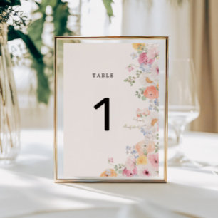 Coloré Pastel Floral Mariage Numéro de table