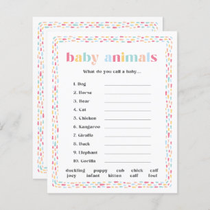 Coloré Pastel Twins Baby shower Animaux Jeu