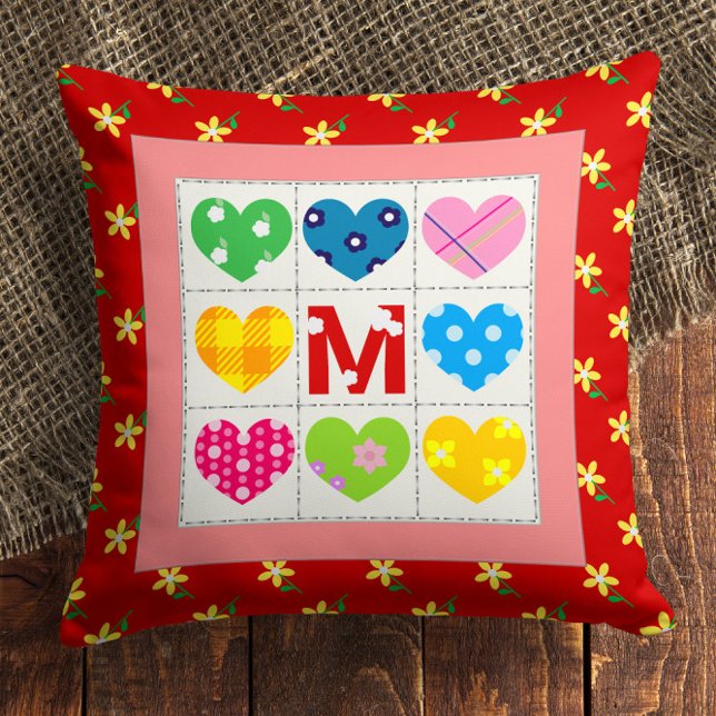Coloré Personnalisé Coussin de maman's Monogramme  (Colorful Custom Mom’s Cushion Monogram Pillow 🎁
)