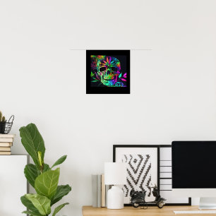 Coloré Psychédélique Crâne effrayant Poster Décor