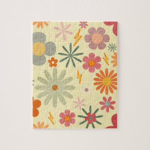 Coloré Retro Daisy Fleurs jigsaw Puzzle