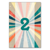 Coloré Retro Sunburst Mariage Numéro de table