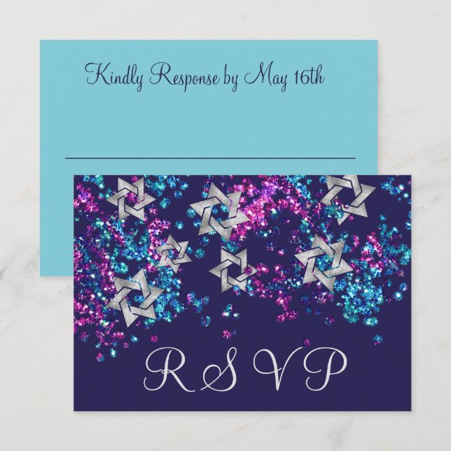 Coloré RSVP Silver Star Glittery Confetti (Devant / Derrière)