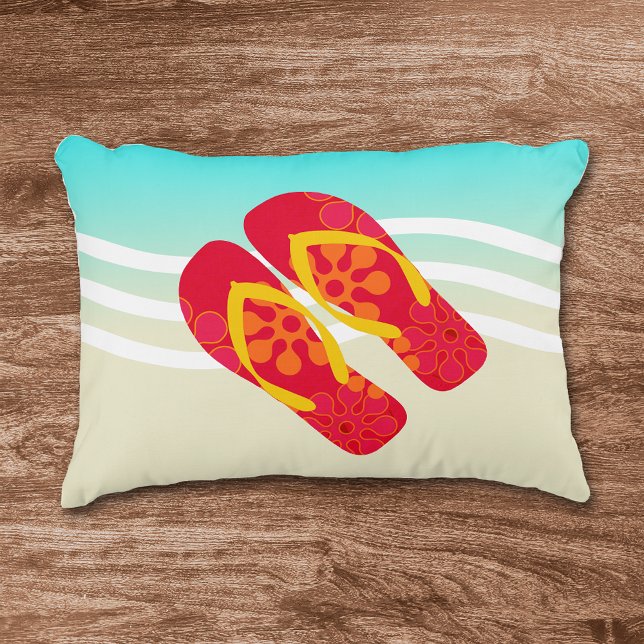 Coloré Summer Beach Waves Flip Flops Coussin (Créateur téléchargé)