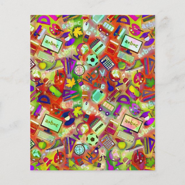 Coloré thème scolaire scrapbook arrière - plan pap (Devant)