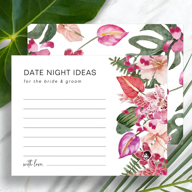 Coloré Tropical Floral Date Nuit Idées (Colorful Tropical Floral Date Night Ideas Enclosure Card by Painted Paperie
)