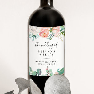 Coloré Tropical Floral Mariage Étiquettes de vin