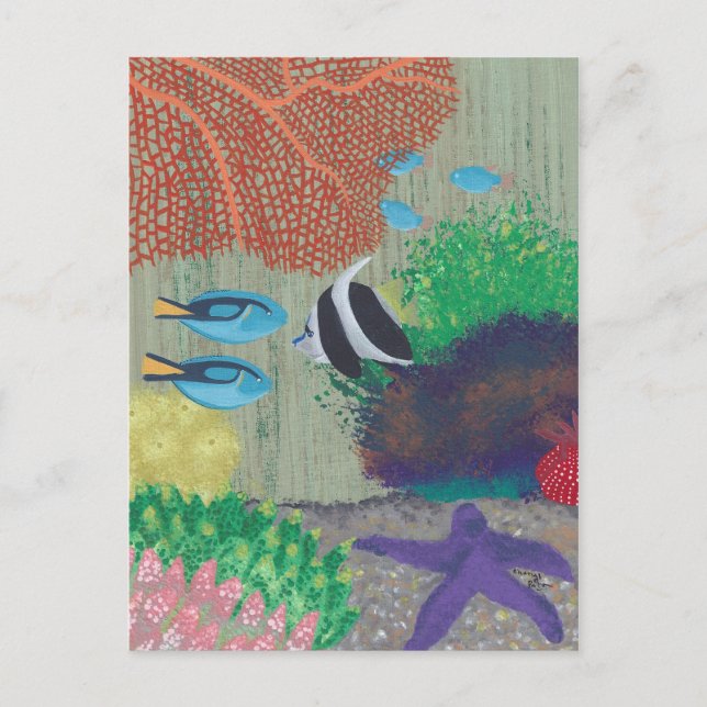 Coloré Tropical Poisson peinture Cartes postales (Devant)