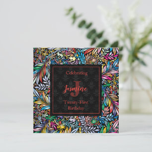 Coloré Tropique Floral Invitation Anniversaire