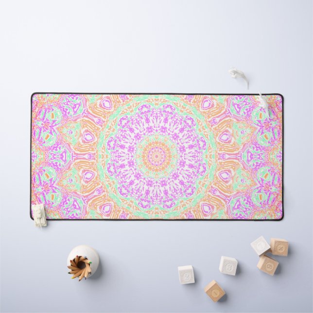 Coloré Vibrant Trippy Hippie Boho Mandala (Tableau pour enfants)