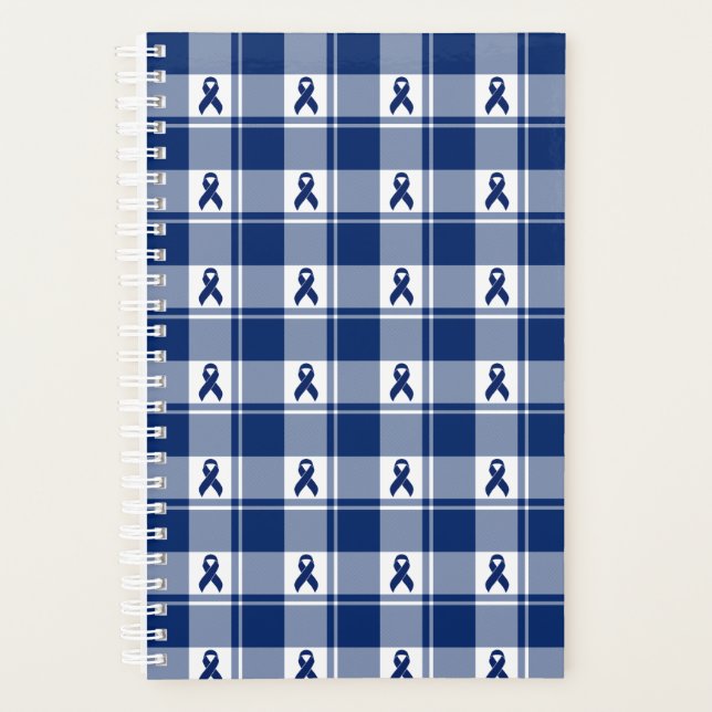 Colorectal Cancer Awareness Plaid Planner, Blue (Devant)