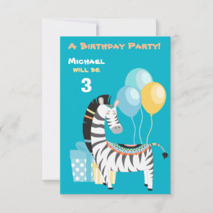 Colorée Boho Zebra Anniversaire Fête Invitation